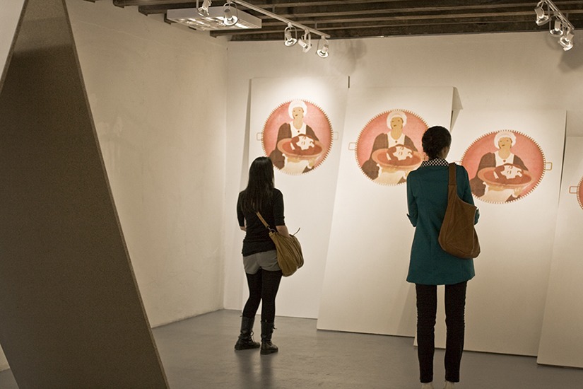 Salomé, serigrafía sobre madera, 2,44m x 1.50m(4 módulos), 2009.