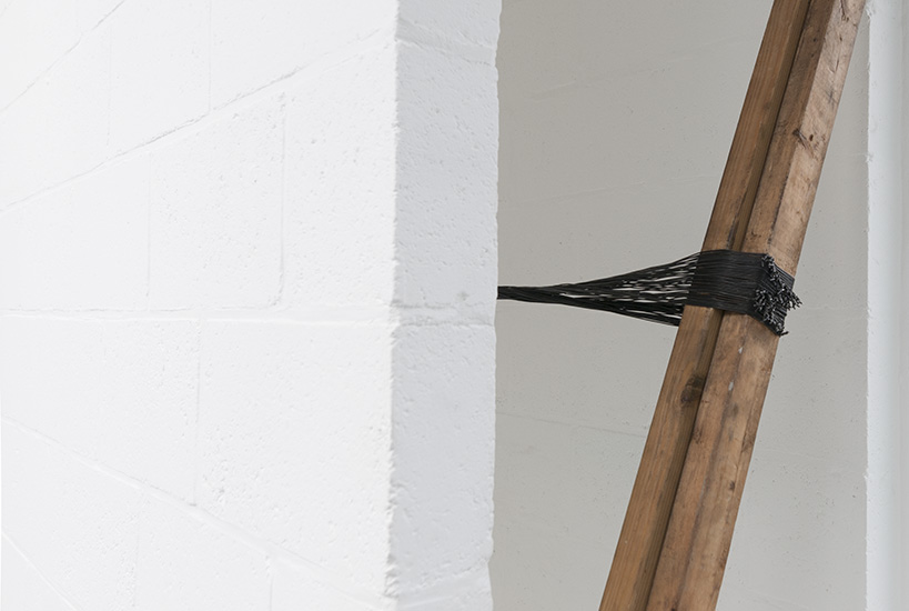 Sealing (Iteration 1) 2016. wrecking bar, metal cables and timber. 2.70m x 3.5m x 0.7m