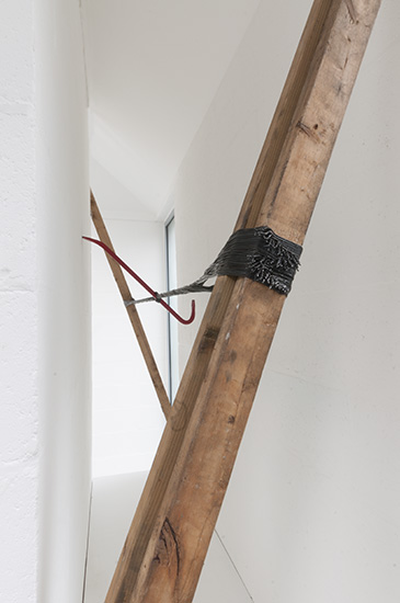 Sealing (Iteration 1) 2016. wrecking bar, metal cables and timber. 2.70m x 3.5m x 0.7m