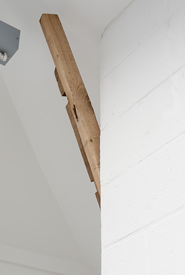 Sealing (Iteration 1) 2016. wrecking bar, metal cables and timber. 2.70m x 3.5m x 0.7m