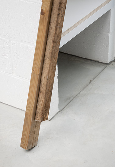 Sealing (Iteration 1) 2016. wrecking bar, metal cables and timber. 2.70m x 3.5m x 0.7m