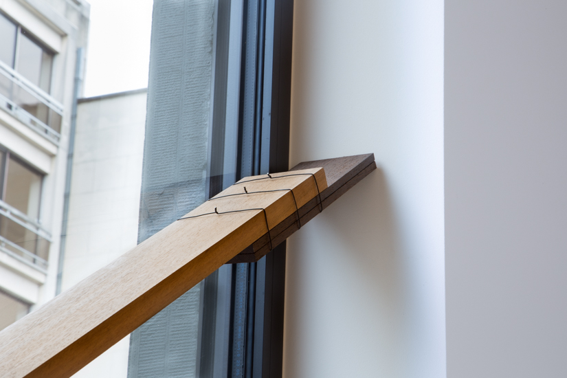 Objective, 2016, wood (wenge, Iroko), metal pipe, 240 x 240 cm