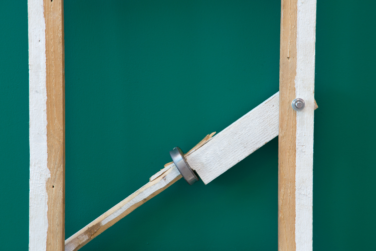 کمزور (looser) / From Series Brujitas, Found wood and ball bearings . 100cm x 70cm x 15cm