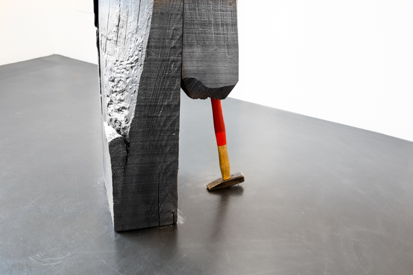 Footer, 2017 Wood, graphite and gallery's hammer 243 x 28 x 140 cm