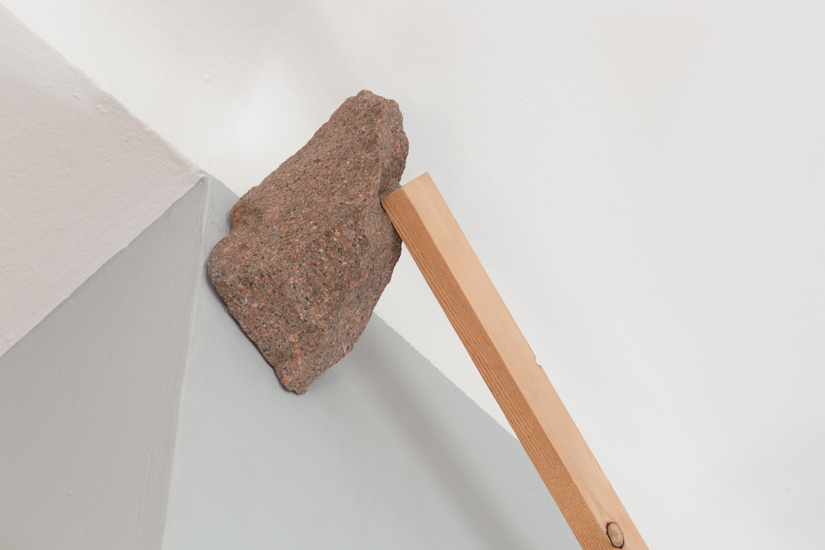 Holder, 2017 Aluminium, wood and rock (Porfido) Ed. 1/2+AP 242 x 115 x 10 cm