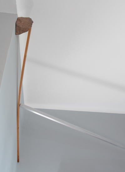 Holder, 2017 Aluminium, wood and rock (Porfido) Ed. 1/2+AP 242 x 115 x 10 cm