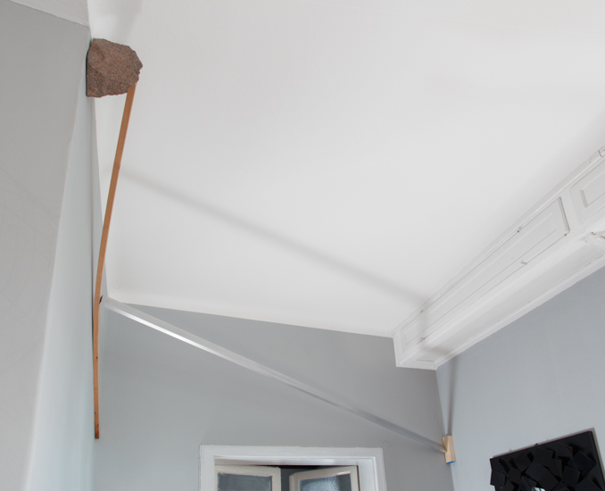 Holder, 2017 Aluminium, wood and rock (Porfido) Ed. 1/2+AP 242 x 115 x 10 cm