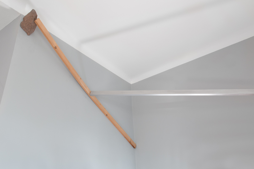 Holder, 2017 Aluminium, wood and rock (Porfido) Ed. 1/2+AP 242 x 115 x 10 cm