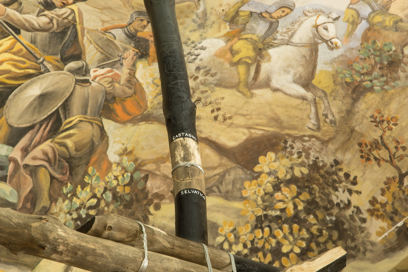 Tarima, 2017 Wood (Castagno Selvatico), Metal wire, paint. 600cm x 500cm x 300cm.