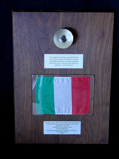 Republic of Italy Goodwill moon rock Apollo 17, Leonardo Museum, Milan