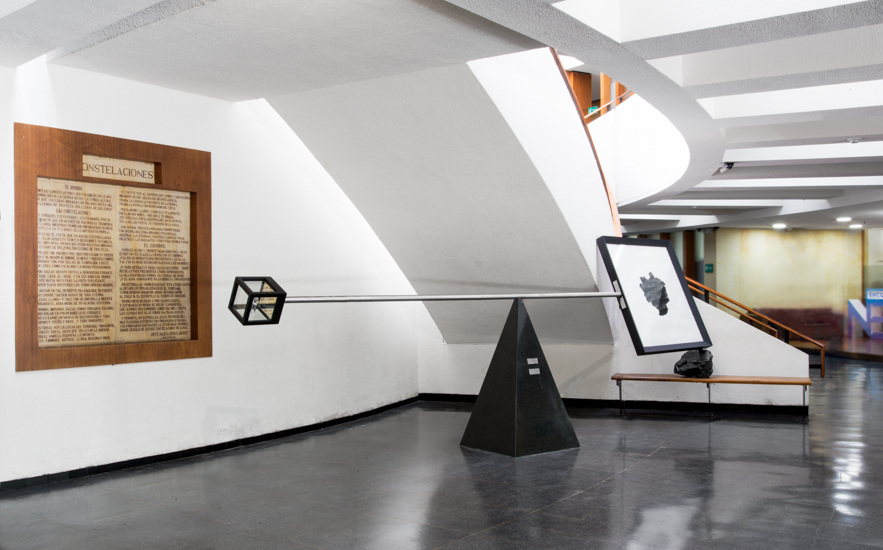 Goodwill moon rock Apollo 17 Colombia, Goodwill moon rock Apollo 17 drawing (graphite on paper), mineral coal, marble and steel 500cm x 200cm x 100cm. Santiago Reyes Villaveces.