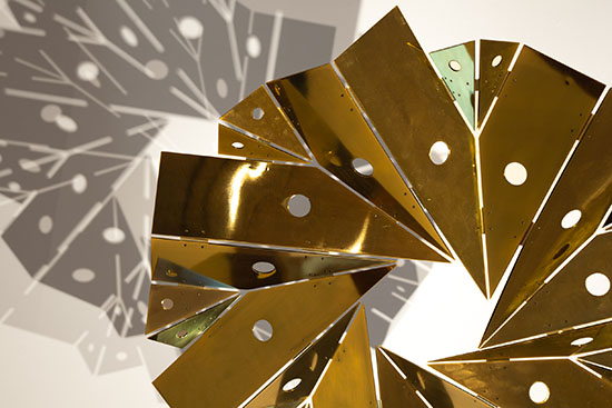 Sun Power 21 Sculpture. Metal with brass shine coated 110 cm x 110 cm x 15 cm, 1/3 + AP 2021 Santiago Reyes Villaveces