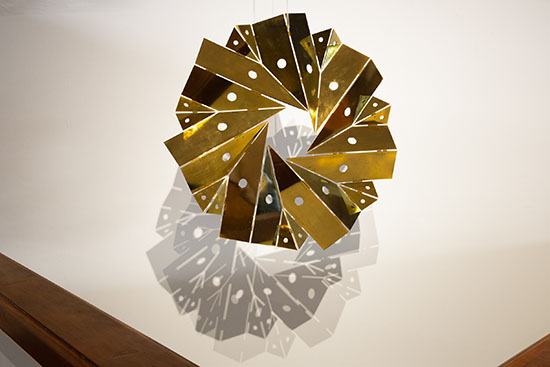 Sun Power 21 Sculpture. Metal with brass shine coated 110 cm x 110 cm x 15 cm, 1/3 + AP 2021 Santiago Reyes Villaveces